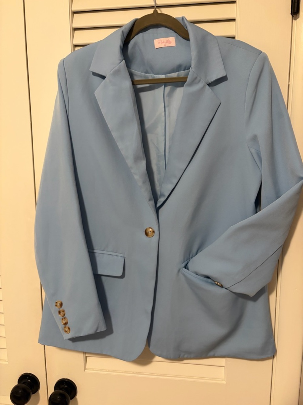 Pink Lily Light Blue Single-Button Blazer
